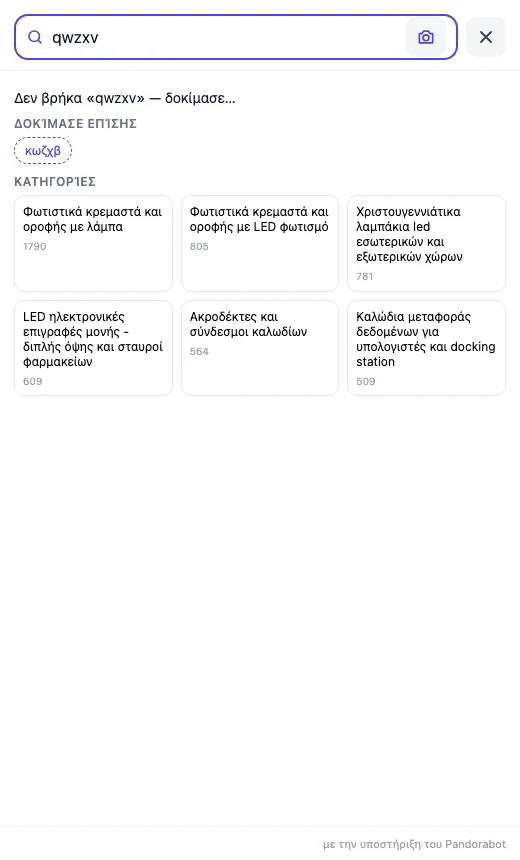 PandoraSearch drawer before typing: popular searches and categories